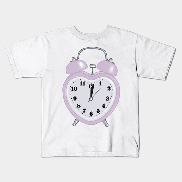 purple heart shaped alarm clock aesthetic dollette coquette Kids T-Shirt by maoudraw